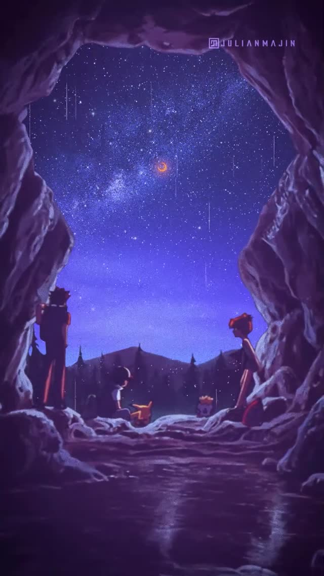 Starlit Cave Campfire Adventure Mobile Live Wallpaper