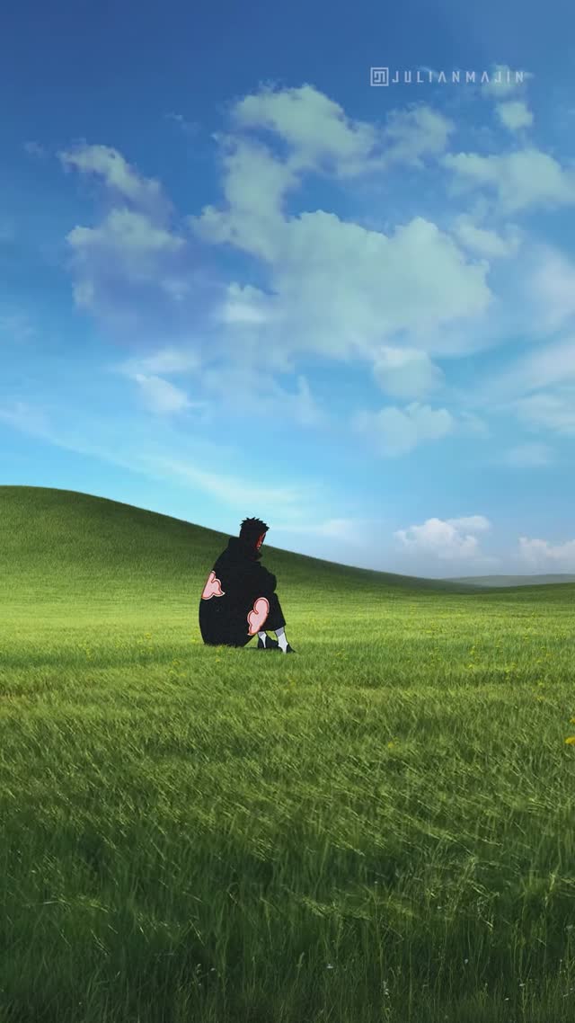 Solitary Figure in Green Meadow Animated Live Wallpaper for Phone