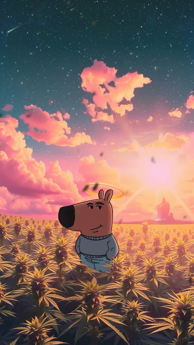 Halo Dog Sunset Field Animation: Beautiful Live Wallpaper for Mobile