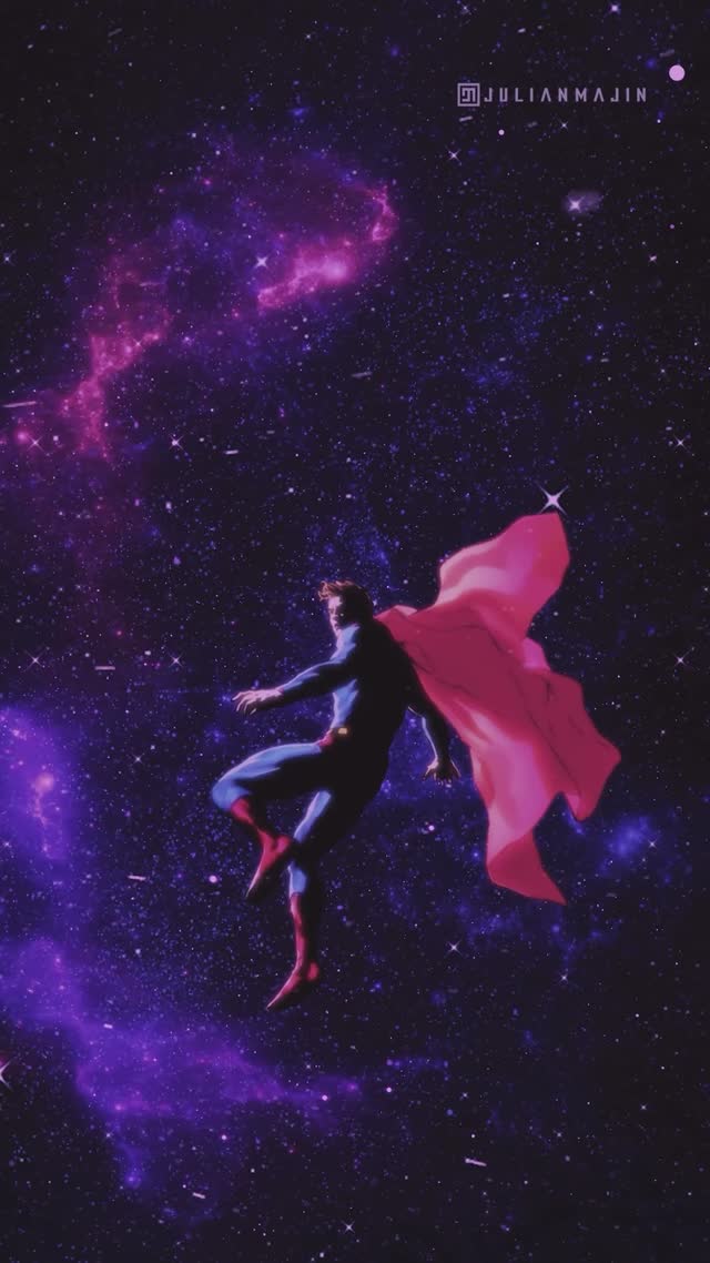 Superhero Floating in Deep Space Cosmic Live Wallpaper